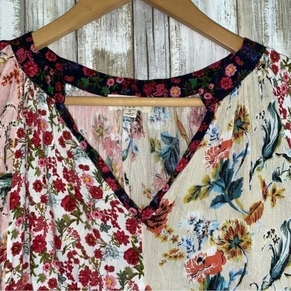 Umgee Hippie Dippie Boho Mixed Print Peasant Dress - Picture 5 of 7